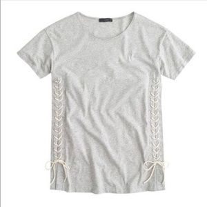 J Crew Lace up S Tunic Tee small heather gray NWT